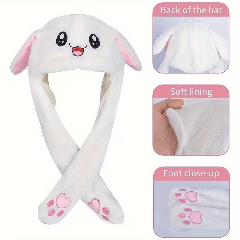 Plush Bunny Ear Moving Hat