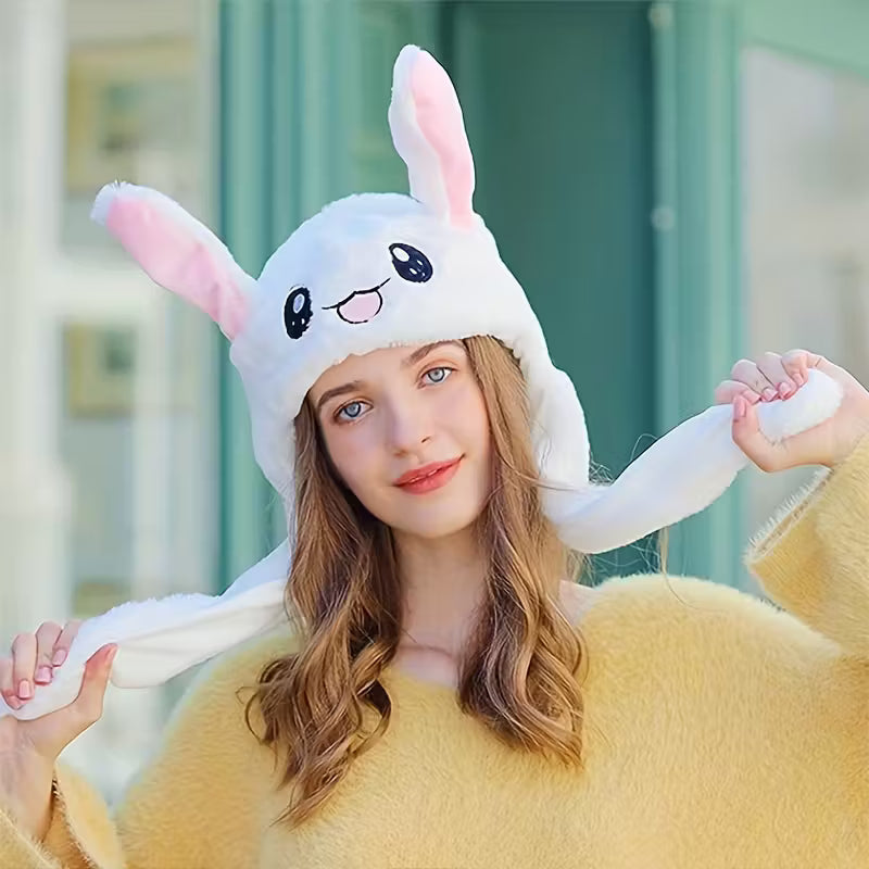 Plush Bunny Ear Moving Hat
