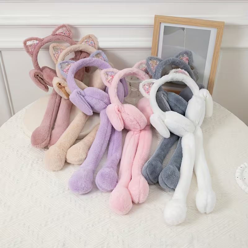Cute Bunny Ear Muffs with Moving & Jangling Bows