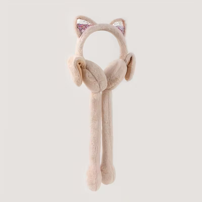 Cute Bunny Ear Muffs with Moving & Jangling Bows
