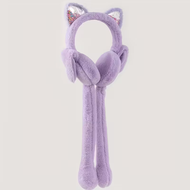 Cute Bunny Ear Muffs with Moving & Jangling Bows