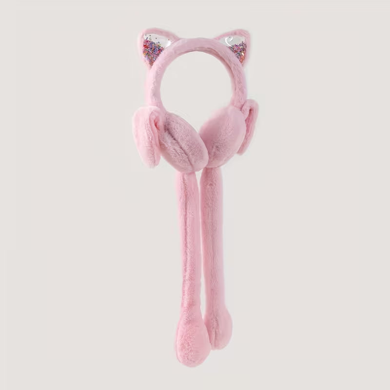 Cute Bunny Ear Muffs with Moving & Jangling Bows